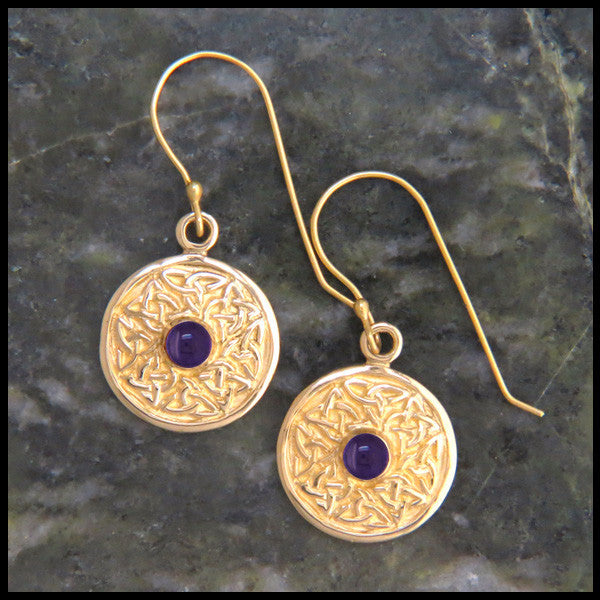 Wheel of Life earrings in Gold with Amethyst