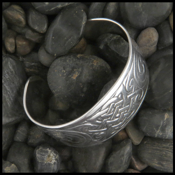 Sterling Silver large cuff Celtic bracelet