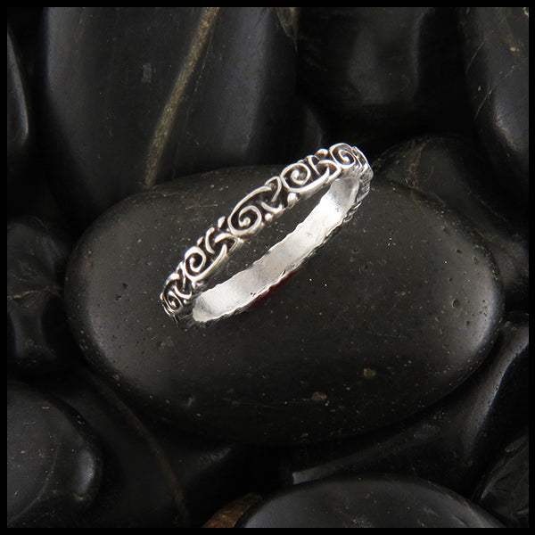 Trinity Scroll Stacking Ring in Silver