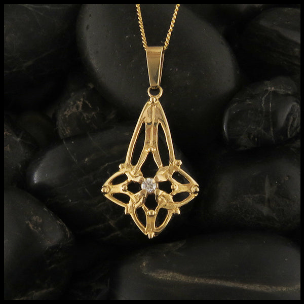 trinity star set pendant earrings gold diamond celtic jewelry