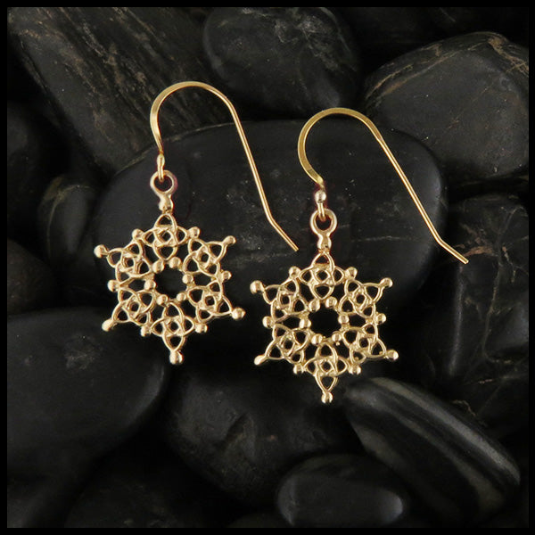 Gold Celtic Knot Snowflake Earrings