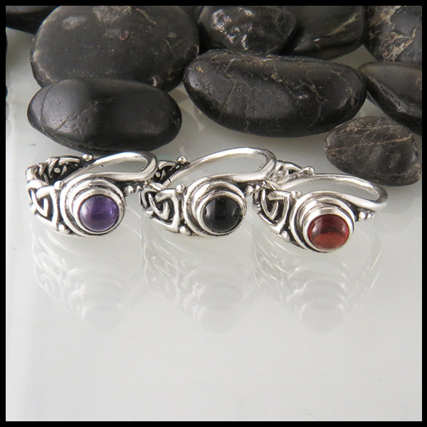 Celtic Ring with Garnet in Silver