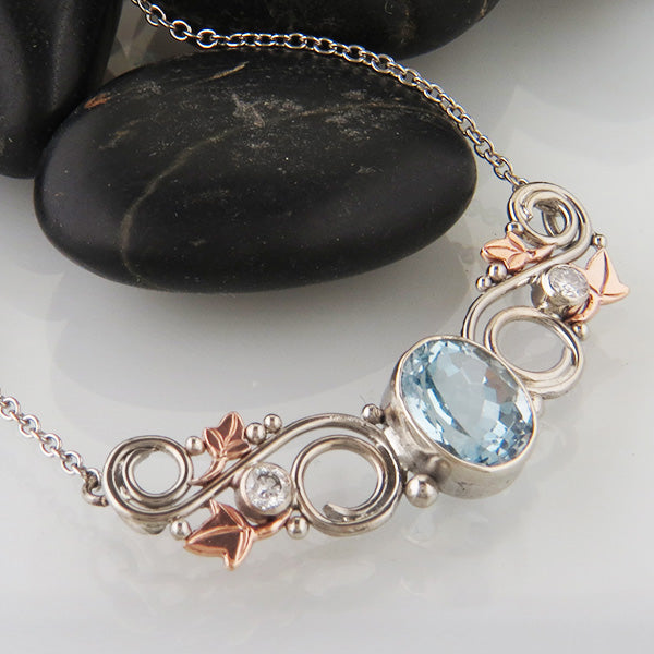 Aquamarine and Diamond Statement Necklace