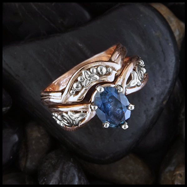 Montana Sapphire and Trinity Knot Ring Set