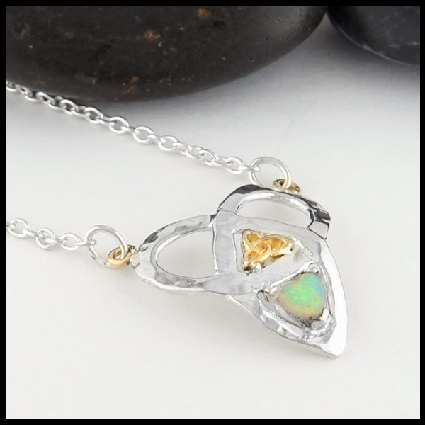 Trinity Knot and Heart Shaped Opal Necklace