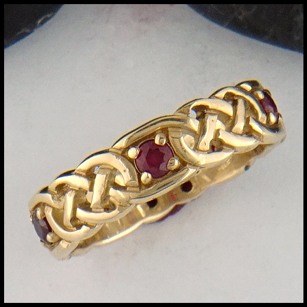 Josephine's Knot bands with Gemstones in Gold