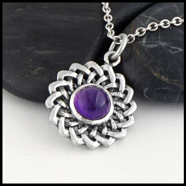 Celtic Flower Knot Pendant with Amethyst