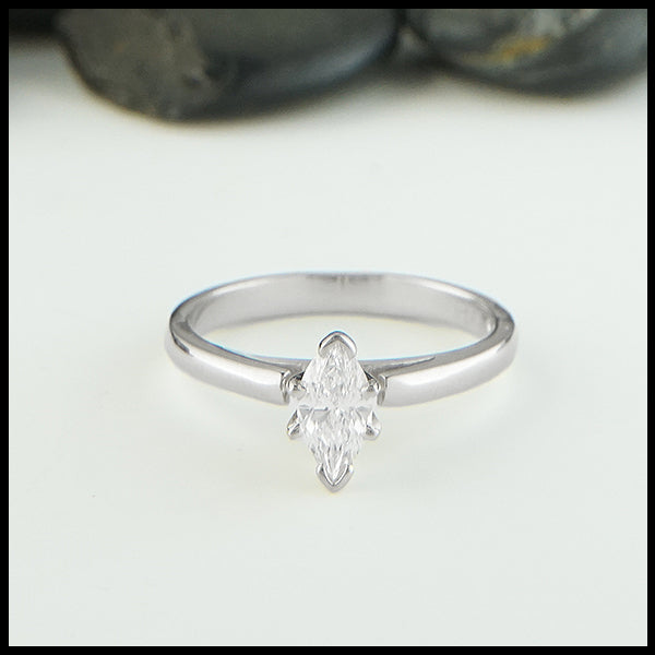 Cathedral Marquise Diamond Ring in 14K White gold. 