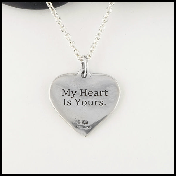 "My heart is yours." Personalized Jeannie Heart Pendant