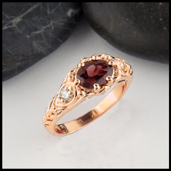 Rhodolite Garnet and Diamond Gold Ring