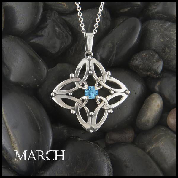 March Birthstone Celtic Trinity Star Pendant