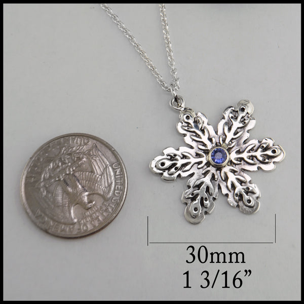 snowflake pendant with sapphire'