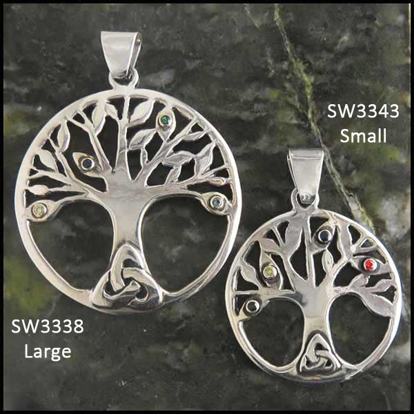 Celtic Tree of Life pendant in Sterling Silver with birthstones