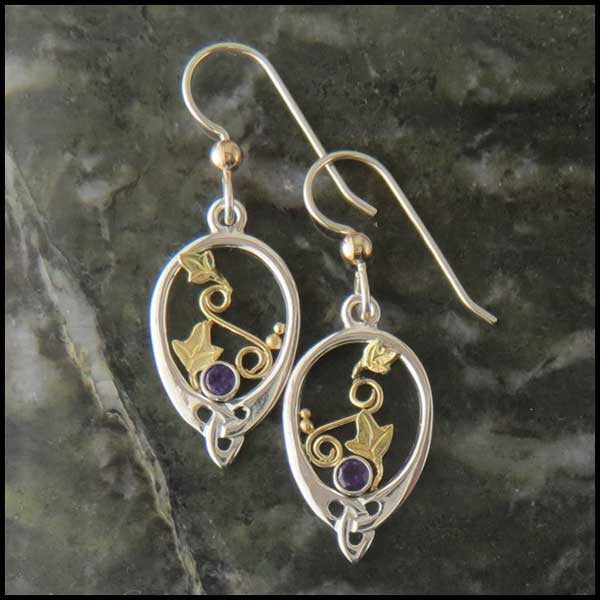 Celtic Knot drop earrings in Sterling Silver and Gold
